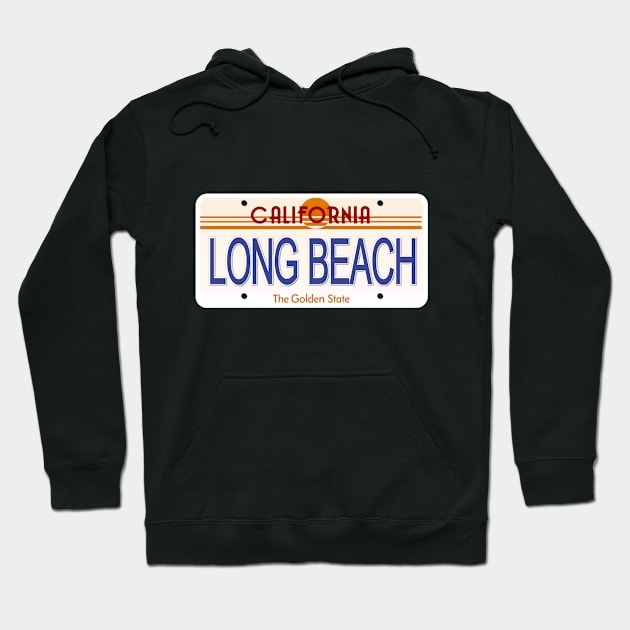 Long Beach California State License Plate Hoodie by Mel's Designs